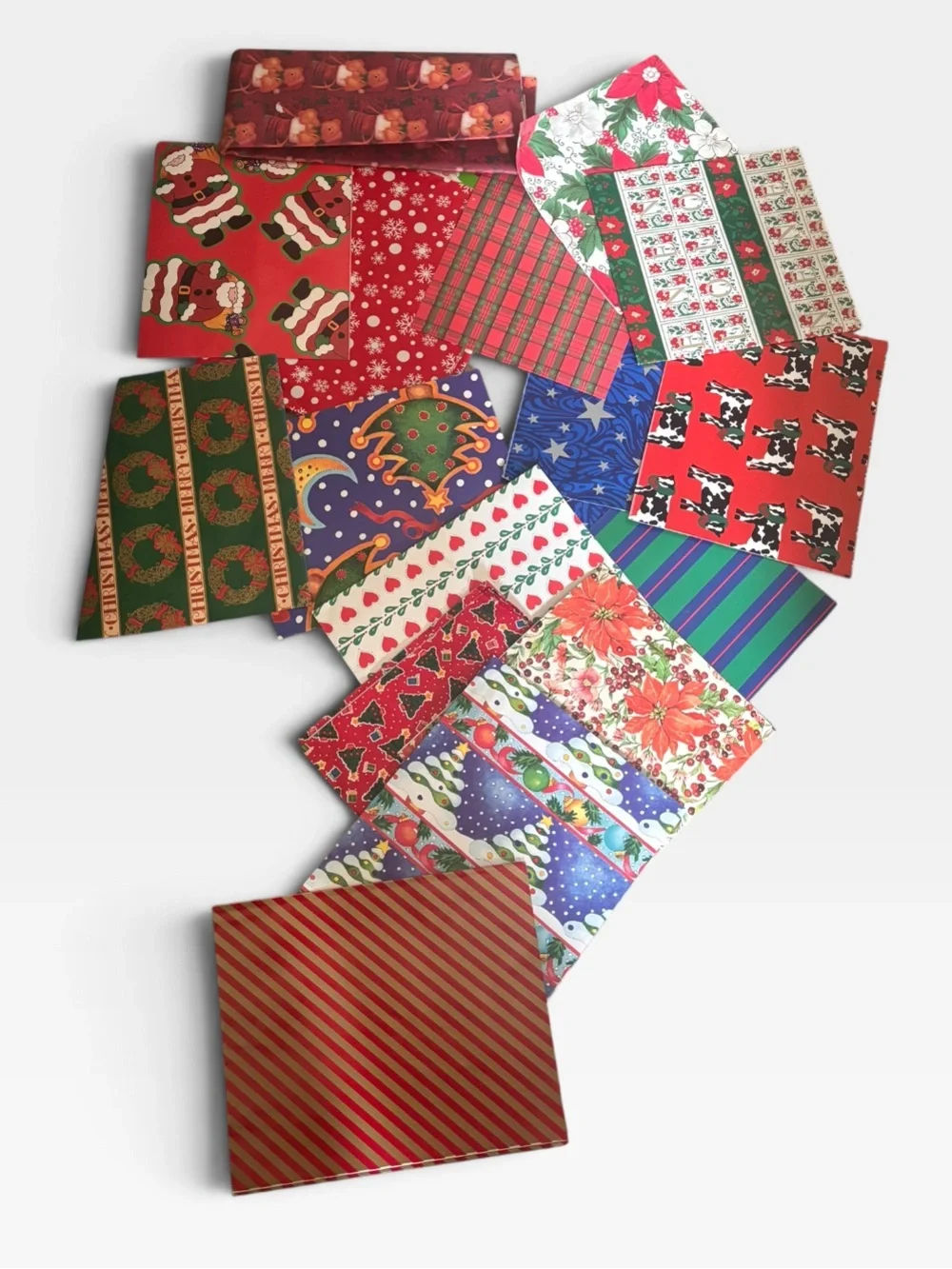 Large lot of Vintage 90s Christmas Wrapping Paper|Cows,Moons,Stars,Plaid